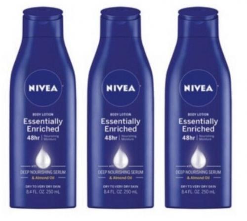 Lot Of 3 Nivea Essentially Enriched Body Lotion Dry Skin Almond Oil 8.4 oz