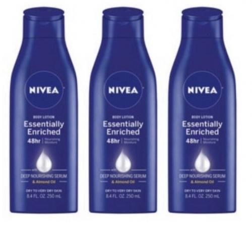 Lot Of 3 Nivea Essentially Enriched Body Lotion Dry Skin Almond Oil 8.4 oz