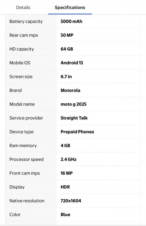 Motorola Moto G 2025 Prepaid Phone